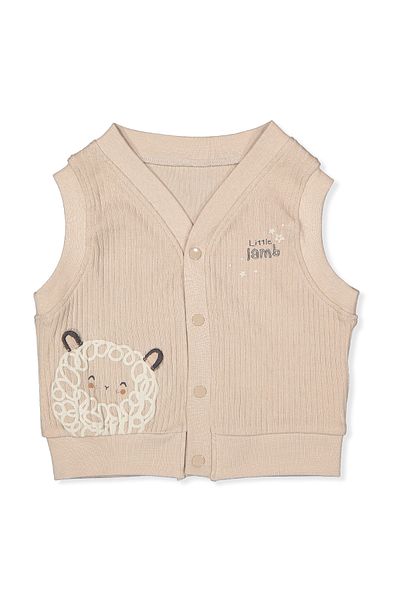 Bebetto Organic Report Embroidered Interloek Vest - Little Lamb T3938
