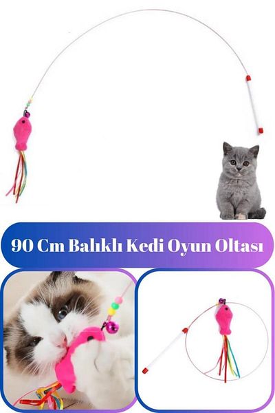 jetfast Cat Fishing Game with Colorful Bells 90cm - Unbreakable Plush and Fish