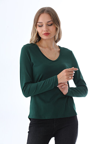 penyebizden Γυναικείο T-Shirt Modal V-Neck-Πράσινο