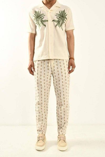 DAVID&GERENZO Λινό παντελόνι Bohemian Pattern - 450349
