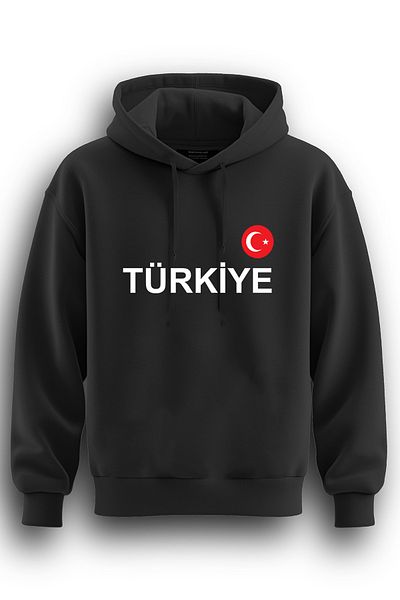 TOP GLORY Суитшърт с качулка с надпис Türkiye - 3-прежда суитшърт TURK1923