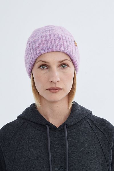 Nordbron Lilac Acrylic Knitwear for Women - Soft Cap, Double Fold, Winter Logo Basic Wainy