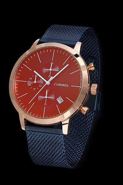 COMMES Colored Glass Men's Wristwatch Functions Active Steel Mesh Strap Wallet and Bracelet Gift