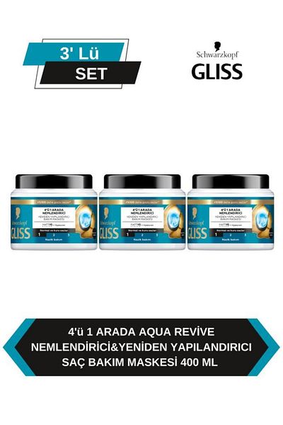 Gliss 4 in 1 Hair Mask 400 ml X3 |   Moisturizing, Structuring and Easy to Apply Intensive Care