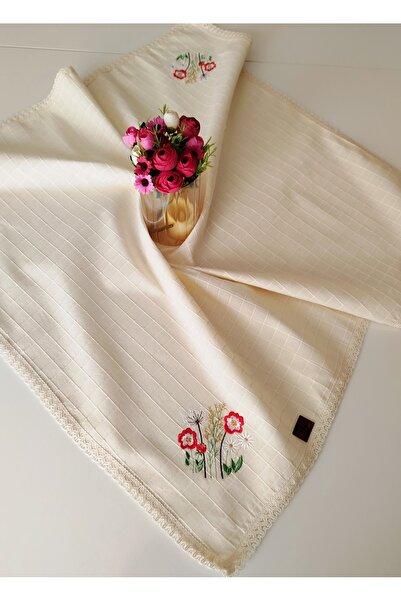 denizli hatırası Buldan Monica Kumaş Otantik Nakışlı 85x85 cm Masa Örtüsü