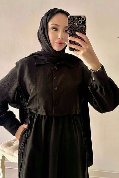 Tesettür Diyarı Γυναικείο φόρεμα Hijab - Μαύρο με Μπολερό