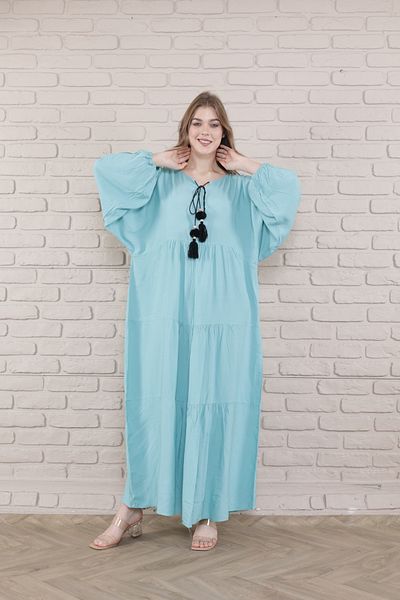 mervemoda Rochie lungă țesută cu mâneci liliac pentru femei