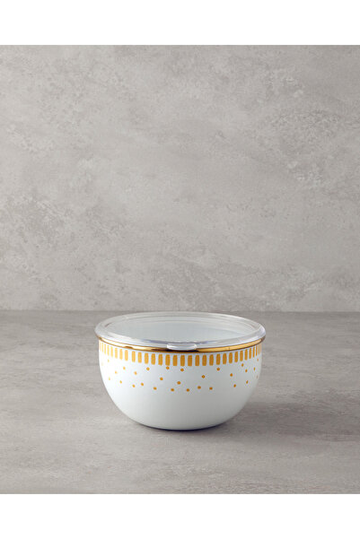 English Home Retro Petal Enamel 2-Piece Storage Container 0.75 X 1.20 L White - Yellow