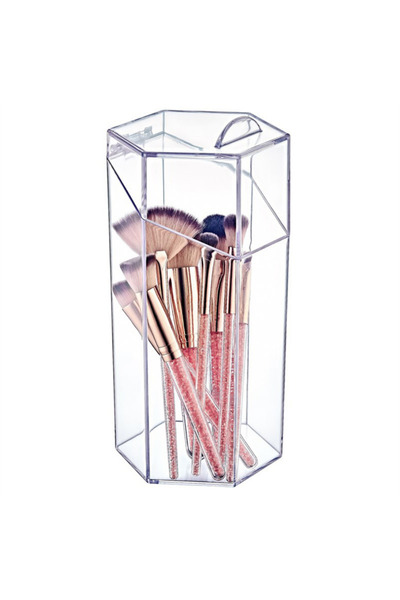 omilife Kapaklı ve Bölmeli Fırça Düzenleyici – Kapaklı Tasarım Toz Koruması Sağlayan Bölmeli Fırça Kutusu