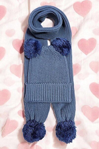 Meriç bebe Girls&Boys Thessaloniki Knitted Pompom Scarf Beanie Set 1-5 Years
