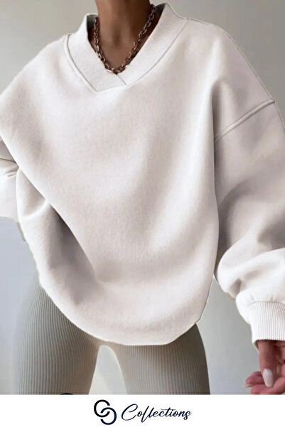 Arz giyim TrendCollections Noul sezon Pulover alb cu decolteu în V tricou