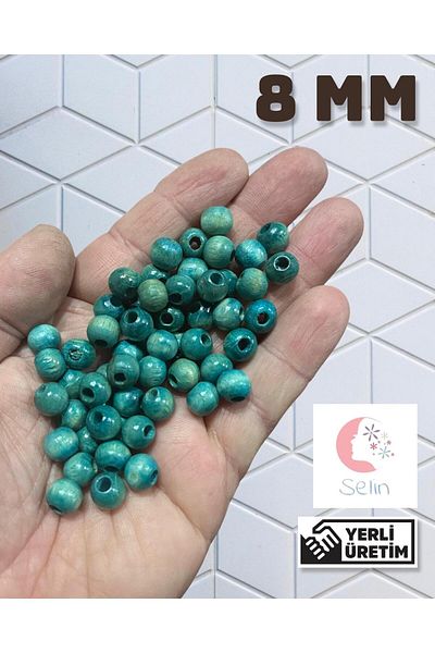 Selin Wooden beads 8 mm 100 g (490 Pieces) Turquoise