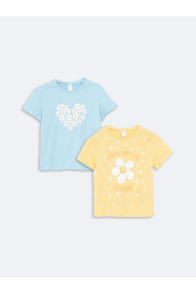 LC Waikiki Lcw Kids Crew Neck Printed Girls' T-Shirt 2-Piece