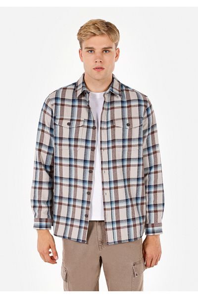 Colin's Cămașă cu mânecă lungă în carouri pentru bărbați - Multicolor, Comfort Fit Neck Design Cl 1072320