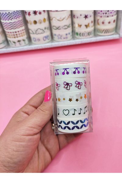 Limmy 5 τμχ Vintage Washi Tape Tape - Πολύχρωμο και επιχρυσωμένο χαρτί κάλυψης - Cherry