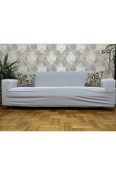 UYMALL 3-Person Elastic Non-Slip Crib Patterned Sofa Cover - Taşgri/Cream 1 Piece