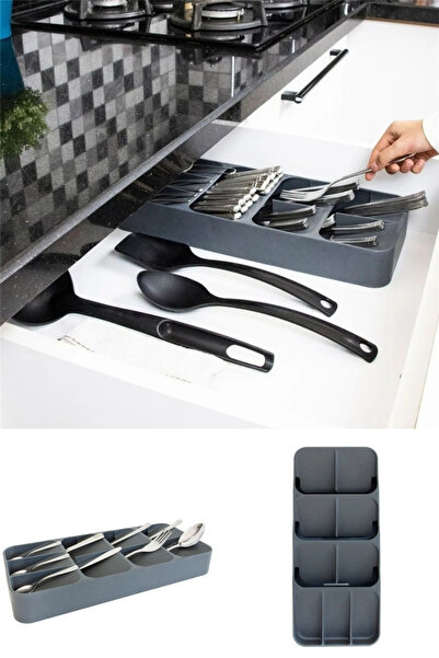 omilife حامل ملعقة درج مكون من 9 أقسام، منظم أدراج واسع متعدد الأغراض، منظم س...