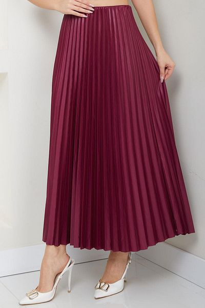 SENSTIL Elastická kožená plisovaná sukně Švestka SS2655