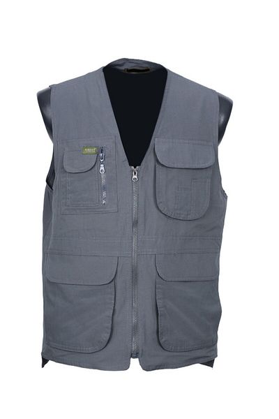 Sanalbolluk Men's Fabric Vest Summer V-Neck Gray Color