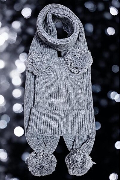 Meriç bebe Girls&Boys Thessaloniki Knitted Pompom Scarf Beanie Set 1-5 Years