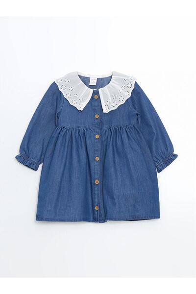 LC Waikiki Lcw Baby Bebe Collar Embroidered Jean Baby Girl Dress