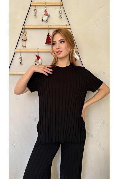 Angel Mia Set de pantaloni negri din tricot premium