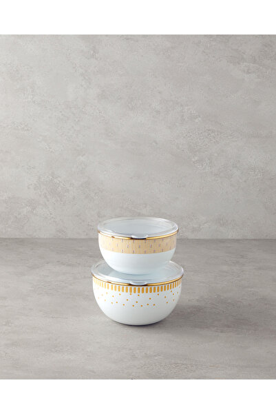 English Home Retro Petal Enamel 2-Piece Storage Container 0.75 X 1.20 L White - Yellow