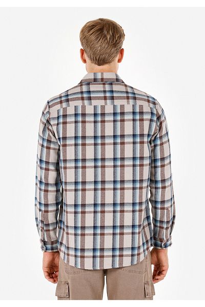 Colin's Cămașă cu mânecă lungă în carouri pentru bărbați - Multicolor, Comfort Fit Neck Design Cl 1072320