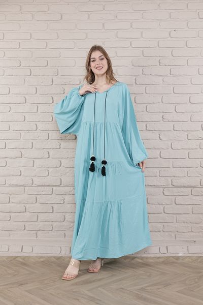 mervemoda Rochie lungă țesută cu mâneci liliac pentru femei