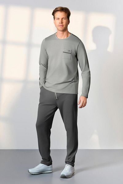 Doreanse Men's Gray Pocket Detailed T-Shirt Pajama Set 25K4548