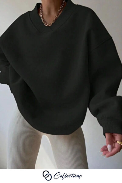 Arz giyim TrendCollections Noul sezon Pulover negru cu decolteu în V tricou