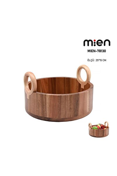 MİEN وعاء أكاسيا بمقبض دائري