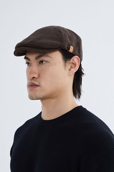 Nordbron Men's Coffee Winter Solid Color Gray Cap Woolen Soft Textured Lined Stylish Wilmot