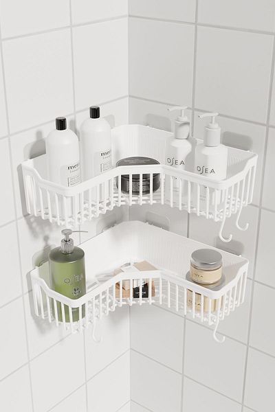 Sas Haus Banyor Corner Adhesive Bathroom Shelf - 2-Piece Wall Shampoo Holder, Organizer and Organizer