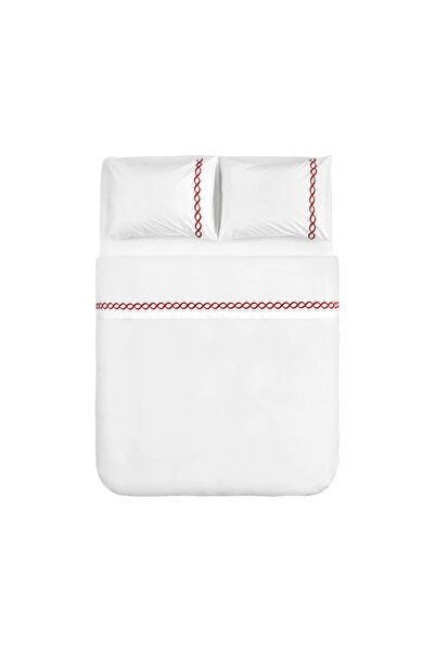 Karaca Nautica Home Billow - Double Percale Duvet Cover Set, Red