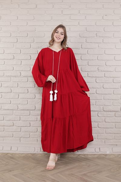 mervemoda Γυναικείο υφαντό μακρύ φόρεμα με μανίκια νυχτερίδας