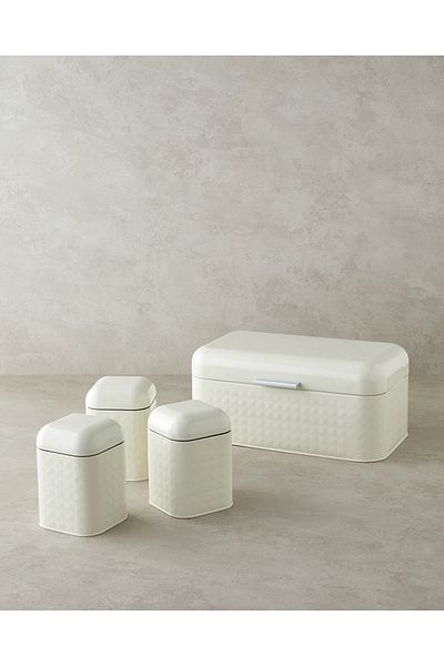 English Home Rosalina Metal 4-Piece Storage Set - 1.3 L X 9 L Cream