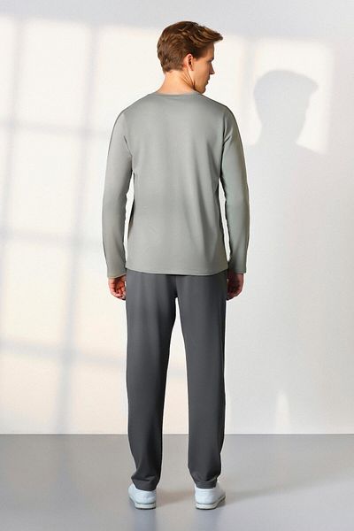 Doreanse Men's Gray Pocket Detailed T-Shirt Pajama Set 25K4548