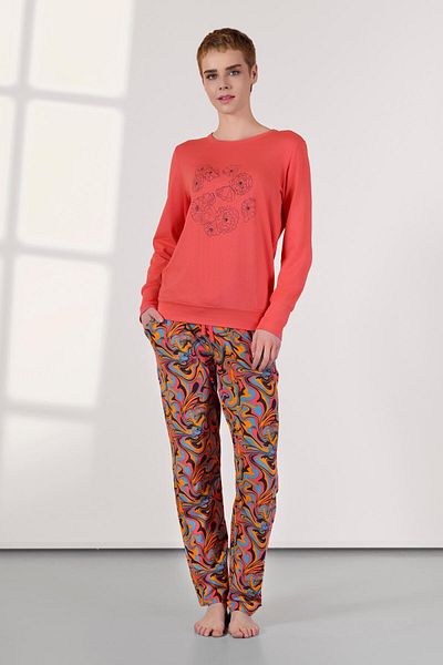 Doreanse Set pijamale tricou colorat cu model pentru femei 25K4048