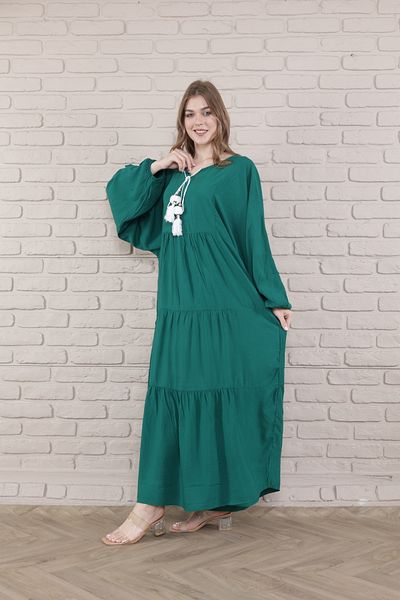 mervemoda Γυναικείο υφαντό μακρύ φόρεμα με μανίκια νυχτερίδας