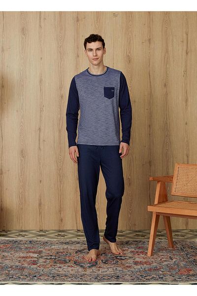 Doreanse Ανδρικό Σετ Πυτζάμες Πλεκτό Μπλε Navy Relax Fit T-shirt 4664