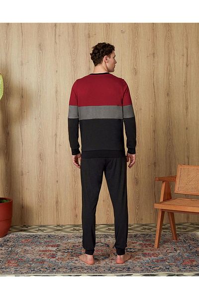 Doreanse Men's Garnished Black T-Shirt Pajama Set 4734