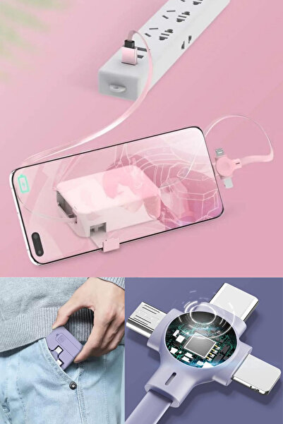 omilife Telefonu Şarj Aleti Cihazı Kablosu Çoklu 3lü Şarz Kablosu