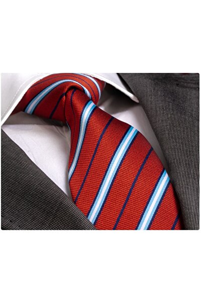 Exve Exclusive Червоно-синьо-блакитна смугаста подарункова коробка з краваткою та хусткою