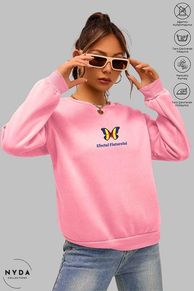 Nyda Collections Unisex Romania Efectul Fluturelui Φούτερ με στάμπα με λαιμόκοψη χωρίς κουκούλα