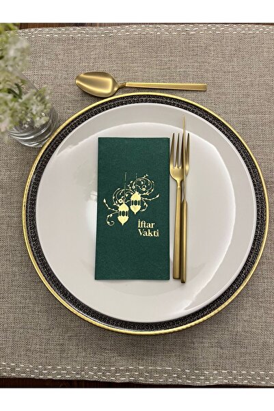 kidspartim منديل للنادل باللون الأخضر المذهب باللون الذهبي 16 قطعة