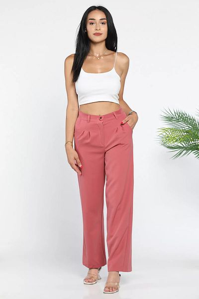 GÜLSELİ Dried Rose Women's Wide Leg Trousers