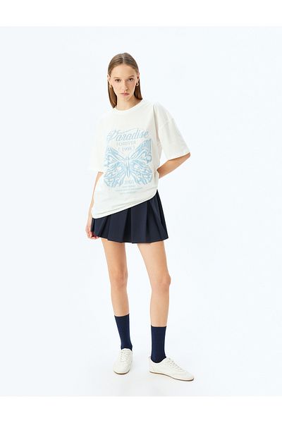 Koton New Season College Printed Crew Neck Comfortable Fit Short Sleeve T-Shirt