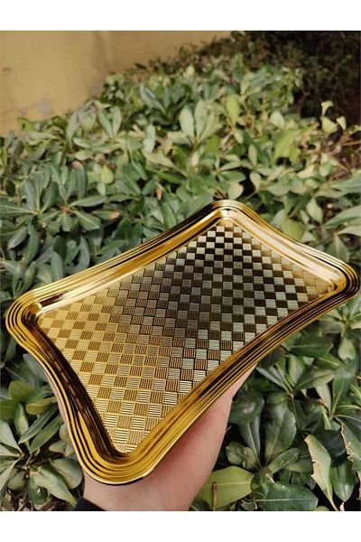 AROW 6-Piece Presentation Tray Square Pattern Gold 25x17 Cm Dr-3642