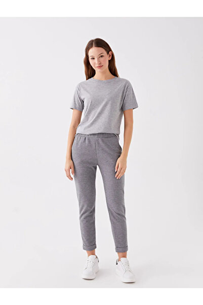 LC Waikiki LCWAIKIKI Basic Anthracite Γυναικείο ίσιο παντελόνι με ελαστική μέση